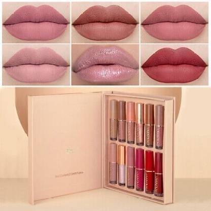 bluset Lipstick Set of 12 Matte Velvet Mini Liquid Lipstick Combo