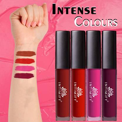 INTIMIFY Liquid Lipstick Waterproof, Long Lasting Matte Finish- Pack of 4