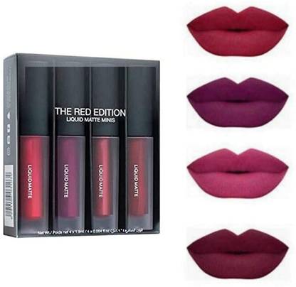 seyblush Beauty Professional Liquid Matte Mini Lipsticks Set (Red Edition)