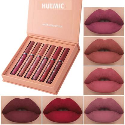 huemic Book Style Velvet Liquid Matte Lipstick Set OF 6 - Waterproof