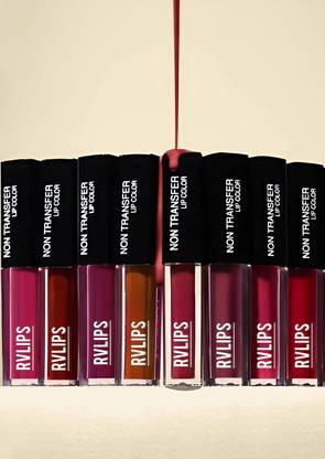 RVLIPS Lipstiks Combo Pack of8 Liquid Mini Lipstick(THE FOREVER NUDE EDITION&RED