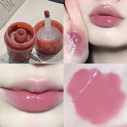 DAIMANPU Jelly Mirror Lip Mud, Gege Bear Lip Gloss, Hydrating, Non-Fade, Matte
