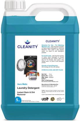 cleanity 5 Liter Liquid Detergent, liquid detergent suitable for frontload and top load washing machine and also use for hand wash Lavender Liquid Detergent