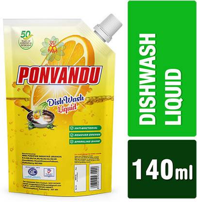 Ponvandu Dish wash Liquid (Lemon), 140ml 15pcs Pack Lime (140 ml) Lime Liquid Detergent