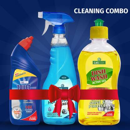 cassidy Ultra Cleaner toilet (250ML) & DISHWASH (500ML) & glass cleaner (500ML) pack 3 Dish Cleaning Gel