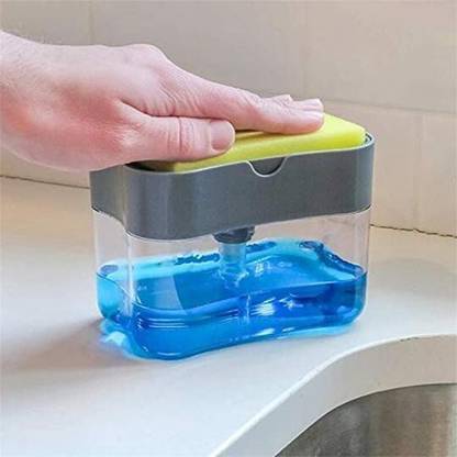OTIZ Kitchen Soap Dispenser Soap Pump Sponge Holder Plastic Liquid Soap Press Type Pump Dispenser 2 in 1 kitchen set cleaning clean the pot clean the sink clean dishes dish wash bowl wash bartan wash kitchen wash plate wash all washing washer cleaning Soap Dispenser box Kitchen Sink Dishwasher 400 ml Liquid, Soap, Gel, Shampoo, Sanitizer Stand Dispenser 400 ml Liquid, Gel, Foam, Shampoo, Sanitizer Stand Dispenser