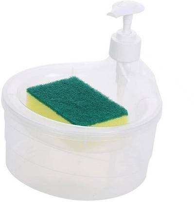 AMEEDARSHAN 2-in-1 Transparent Soap Dispenser with Sponge Holder 25 ml Liquid, Shampoo Dispenser