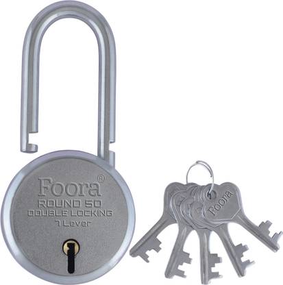 Foora Round 50 LS with 5 Keys, Extra Long Shackle, Double Locking, 7 Lever Padlock