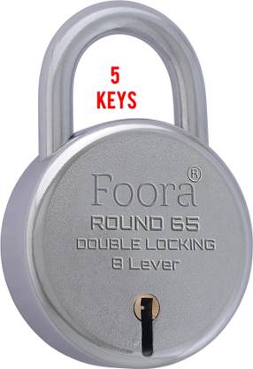Foora Round 65 with 5 keys Each, Double Locking Technology. Padlock