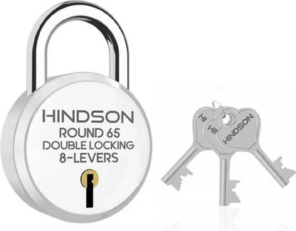 HINDSON Round 65 Double Locking, 8 Levers with 3 Iron Key Lock Padlock