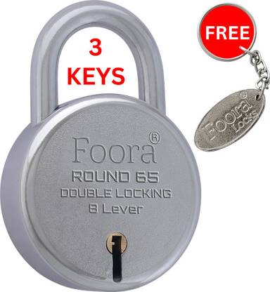 Foora Round 65mm padlock and 1 key chain Double locking Apartment hostel (with 3 Keys) Padlock
