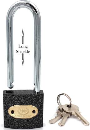 HARRISON C I-LS-0323 Cast Iron Body and Mild Steel Long Shackle 3 pin with 3 Key Padlock Padlock