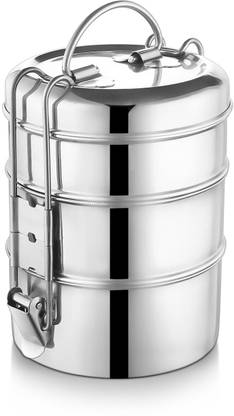 ARPANA BRIGHT Stainless Steel Tiffin Box, 3-Tier Lunch Container with Locking Handles 3 Containers Lunch Box