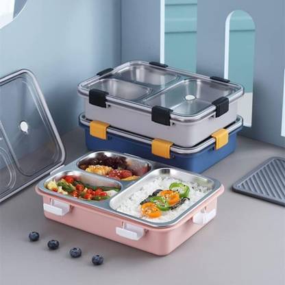 Senso Lunch Box - Stainless Steel Vaccum Tiffin Box for Boys/Girls/School/Office. 3 Containers Lunch Box