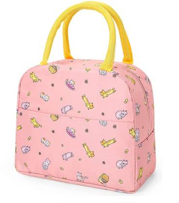 Rhydin Pink Cat Print Insulated Lunch Bags Small for Student Kids to School Waterproof Lunch Bag