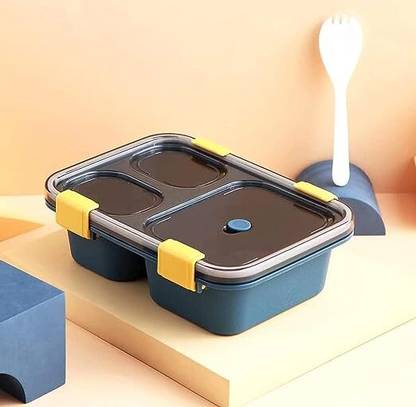 Cookzella Lunch Box for Kids Plastic 3 Containers Lunch Box