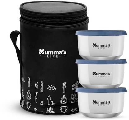 Mumma's LIFE Single wall Stainless Steel Lunch Box 3 Containers Lunch Box With Lid 3 Containers Lunch Box