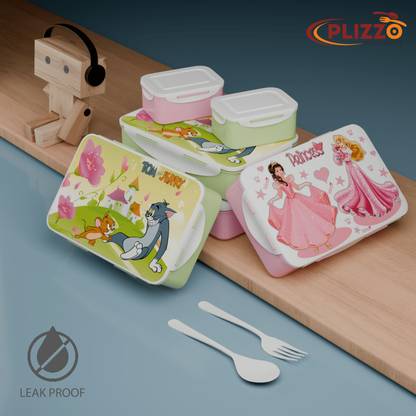 plizzo kitchenware 2 Compartment Lunch Box Office, School, Collage Use 4 Containers Lunch Box