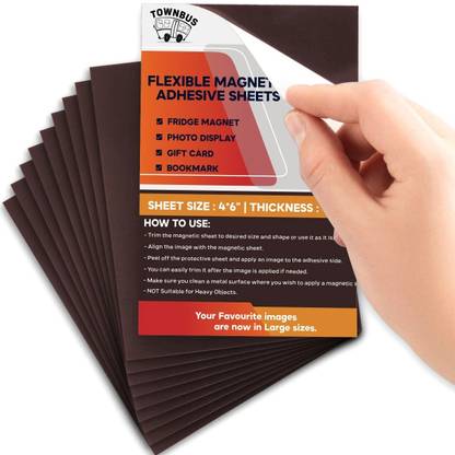 TOWNBUS Adhesive Magnetic sheet Fridge Magnet Pack of 10