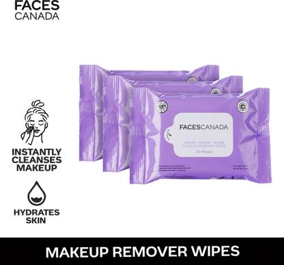 FACES CANADA Fresh Clean Glow Makeup Remover Wipes - 10N (Pack of 3) Makeup Remover