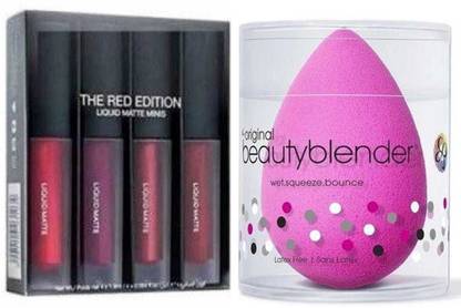 swenky Best face makeu combo of lipstic 4 , puff