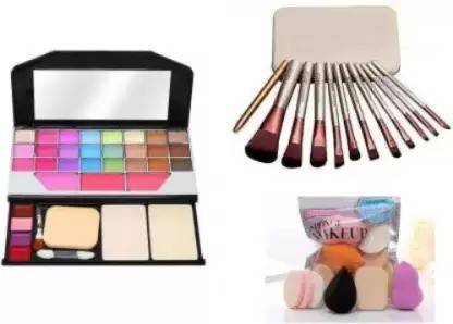 ZOVLY TYA 6155 MAKEUP KIT + BLENDOR PUFFS + NAKED MAKEUP BRUSHES