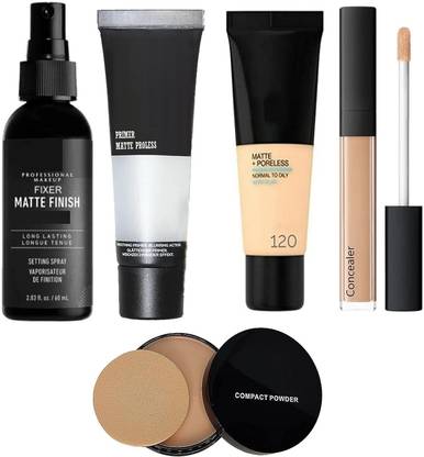 FRIPPE 5In1Combo Kit-Premium Foundation+Makeup Fixer+Matte Primer+Concealer+Compact