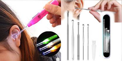 BZILO Ear wax Remover with LED Flashlight Earpick 2 pack + Ear Wax Cleaner Kit M_143