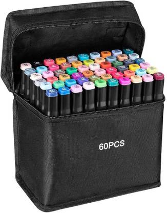 Corslet 60 Pc Alcohol Markers Set, Dual Tip Marker Pen Set, Marker Pen for Drawing