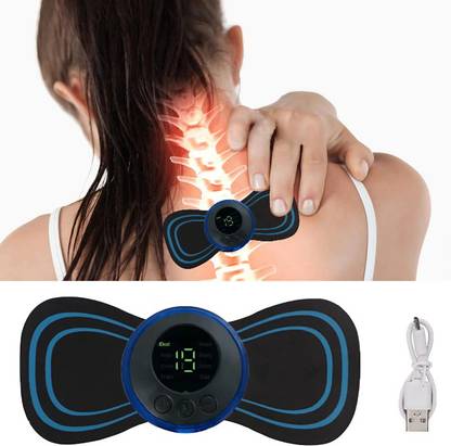 ELITSA Butterfly Massager for Shoulder Legs and Neck Waist, EMS Cervical with 8 Modes and 19 Strength Levels Rechargeable Pain Relief EMS Massage Massager