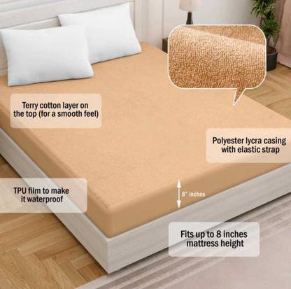 naturalenergy Single Size Fitted Terry Cotton Waterproof Mattress Cover