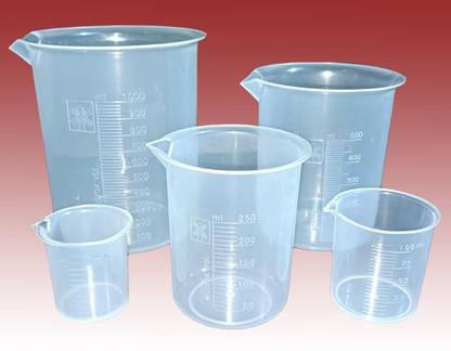 E&E Plastic Measuring Beaker Set Combo (1000 ml, 500 ml, 250 ml, 100 ml, 50 ml) Measuring Cup Set