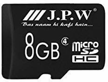 J.P.W JPW Mobile Accessories Memory Card High Speed for Smartp (Black) (8GB) Platinum 8 GB MicroSDHC Class 2 8000 MB/s  Memory Card Compatible with Mobile, Computer