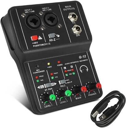 Mocking Bird Q12 2Channel Audio Mixer USB Sound Card Audio Interface For Recording Studio Digital Sound Mixer