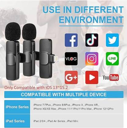 Clairbell UP-K9 Wireless Lapel Microphone K9 USB C Cordless Clip On Mic Microphone