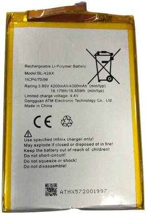 The B Store Mobile Battery For  INFINIX BL-42AX nfinix Note 4 x572 BL-42AX BL 42 AX 4300 mAh