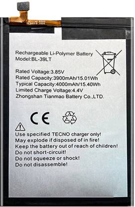 The B Store Mobile Battery For  TECNO Spark 4 / Spark 4 Pro BL-39LT