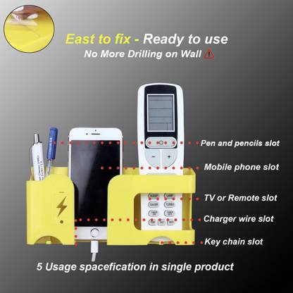 Tanunni 5 Compartments Plastic Multi Purpose Holder For Pens, AC TV Remotes, Smart phones,and Keychain