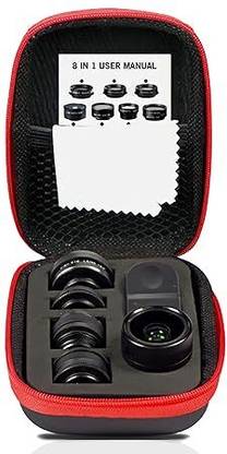 ADCOM 8 in 1 Mobile Phone Camera Lens Kit With Clip-On Cell Phone Travel Lens (Black) Mobile Phone Lens