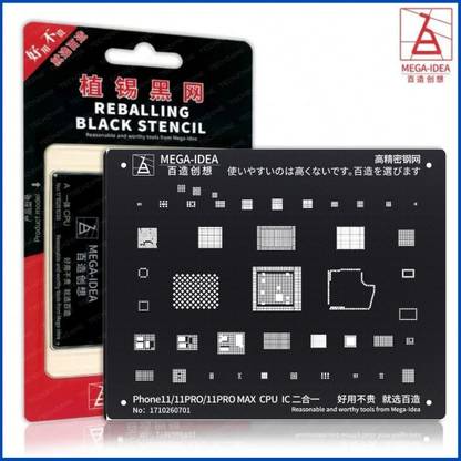 AKT QIANLI MEGA-IDEA BZ-32 BLACK STENCIL Reballing Kit for Stencil BZ 32 BZ 32 Mega-Idea 11 11p 11pro max cpu & ic ,BZ 27 Hundreds of tin black nets for Apple series and SQUARE Stencil