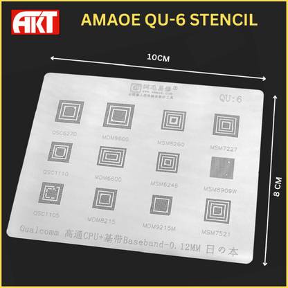 AKT AMAOE QU-6 STENCIL For QUALCOMM CPU ,QSC1110,QSC1105,MDM6600,MDM8215,MSM6246,MDM9215M,MSM8909W,MSM7521 QSC6270,MDM9600,SM6260,MSM7227 BGA Reballing Qualcomm IC CPU Baseband Chip Stencil