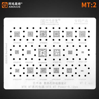AKT AMAOE MT-2 STENCIL MT6371P,MT6370P,MT6290MA,MT6360P,MT6311DP,MT6337WP,MT6357CRV,MT6358W Mtk Power Ic Reballing Stencil For Mt6322w Mt6322 Mt6325v Mt6329 Mt6353v Mt6355w Stencil