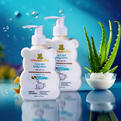 ShuShu Babies Fragrance Free baby Face and Body Lotion | under 0-3 years | Pack of-2 (2x200ml)
