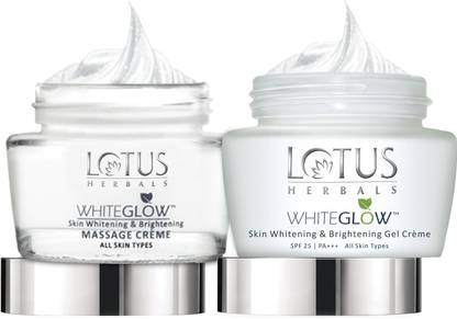 LOTUS HERBALS White Glow Skin Whitening & Brightening Massage Creme 60 g and White Glow Skin Whitening & Brightening Gel Cream 60 g