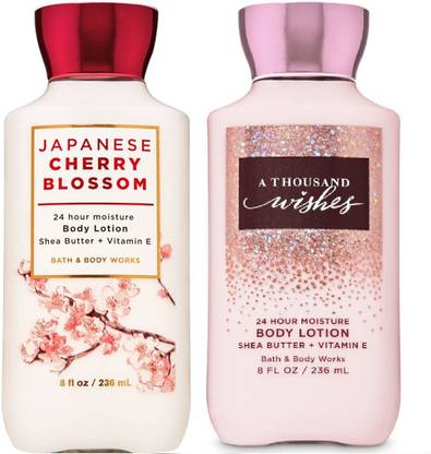 BATH & BODY WORKS A Thousand Wishes & Japanese Cherry Blossom Body Lotion Set