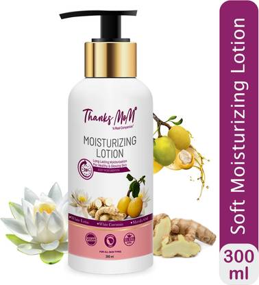 Thanks mom Soft Moisturizing Lotion 300 ml|white lotus|white curcumin|vitamin C marula oil  (300 ml) at Rs. 49