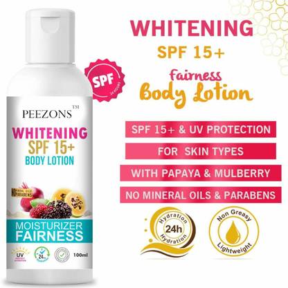 Peezons Whitening Body Lotion SPF 15 + Moisturiser Fairness Cream For Face, Hand & Body