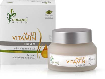 ORGANIC GLOW Multi Vitamin Cream With Vitamin E Oil,Normal to Oily Skin No Parabens,Silicones