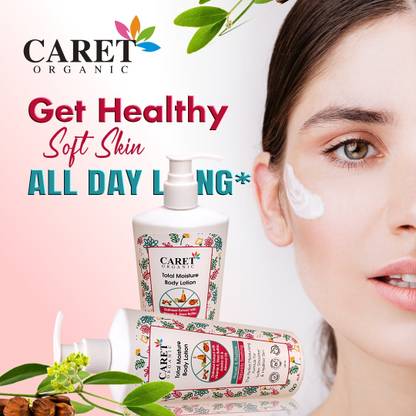 Caret Organic Total Moisture Body Lotion - Oatmeal Extract, Vitamin E, Shea Butter, Jojoba Oil & Almond Oil - Paraben Free - Dermatologically Tested ( 200ml ) ( Pack of 2 )