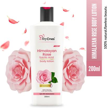 Tryones Himalayan Rose Body Lotion Lactic Acid for Soft & Glowing Skin, All Skin Types